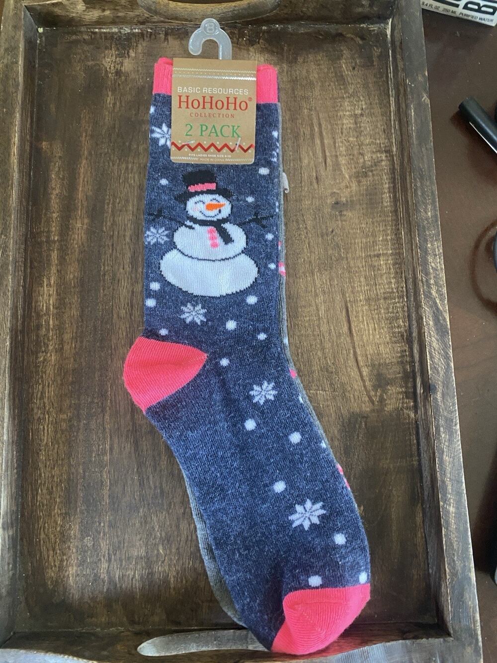 Christmas Holiday 2 Pack Crew Socks Multicolor Womens Size 4-10 Christmas